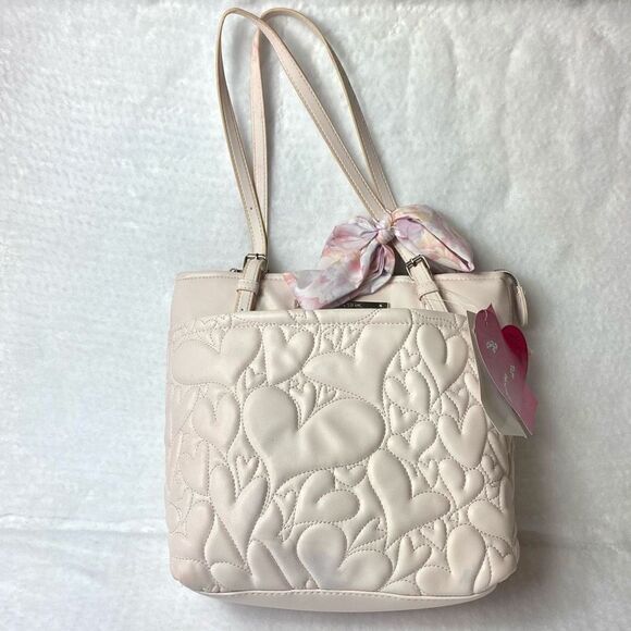 Betsey Johnson Light Blush Pink  Handbag with Scarf Shoulder Purse - Picture 1 of 7